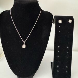 Pandora S925 ALE Cushion Halo Necklace & Earring Set - original chain, NWOT